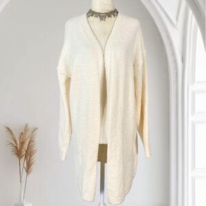 Chunky Fuzzy Ultra Soft Off White Cream Long Fluffy Cardigan M